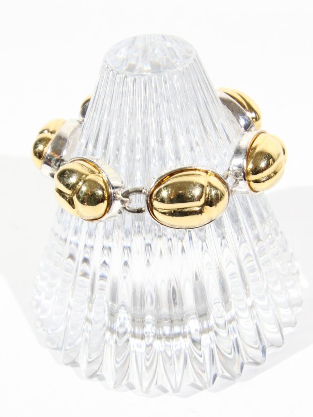 Rare Vintage Monet Gold and Silver Tone Scarab Link Bracelet.